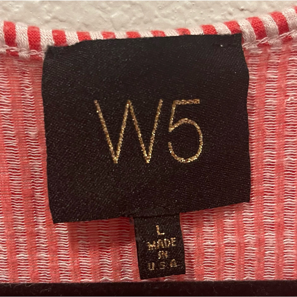 W5 White Red Short Sleeved Striped Top - Picture 2 of 4